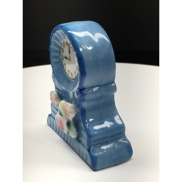 Vintage H Kato Mantle Clock Figurine Ceramic Porcelain Occupied Japan 2.5" Tall - Picture 5 of 15